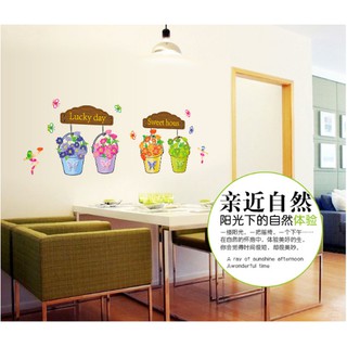 Decal trang trí 4 chậu hoa xinh