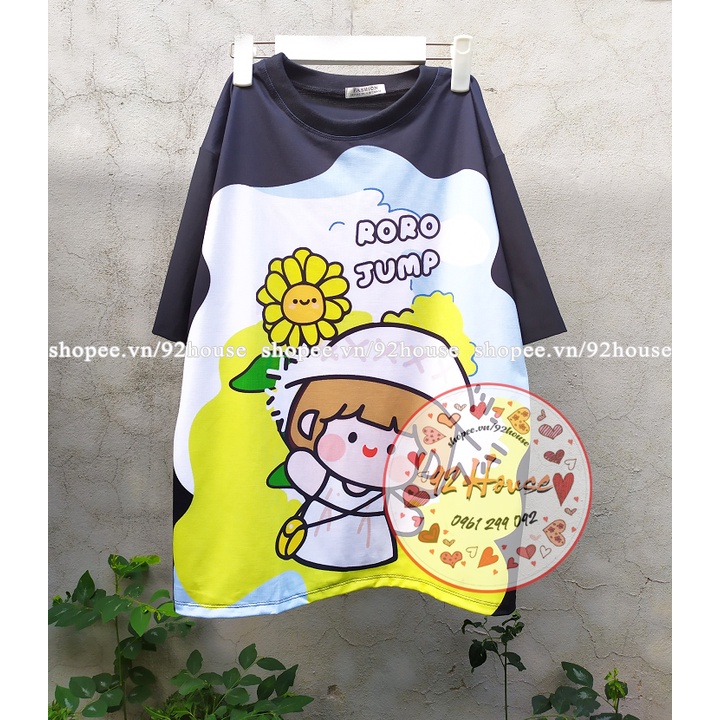 Đồ bộ/ Set bộ hoạt hình unisex bé gái hướng dương quần jogger ba sọc form rộng tay lỡ
