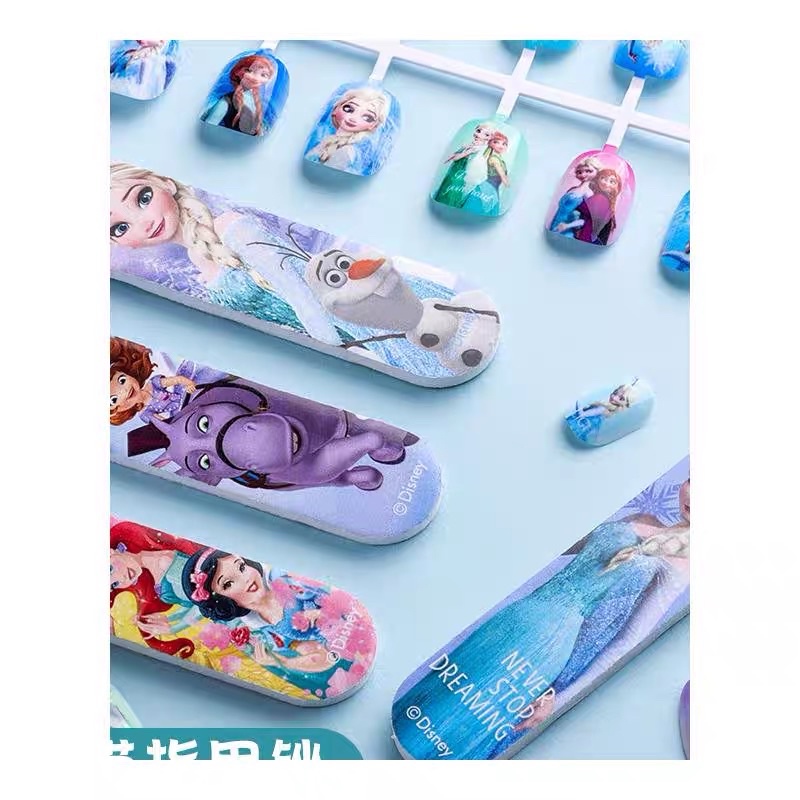 Set móng tay giả trẻ em có gắn keo kèm tấm sticker  công chúa 3D