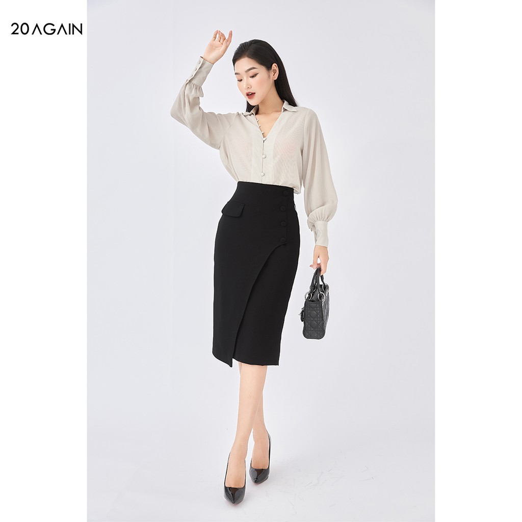 [Mã WABR1111 giảm 10% đơn 250K] Chân váy công sở dáng dài vạt lệch 20AGAIN, hàng thiết kế, hiện đại JDA1702 | BigBuy360 - bigbuy360.vn