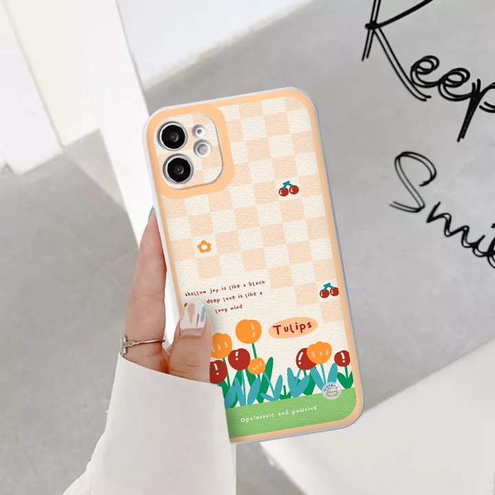 Ốp iphone hot trend  vuông cạnh ốp lưng iphone Hoa Tulip  6/6splus/7plus/8/8plus/xr/xs/12/13/pro/max/plus/promax tr1115