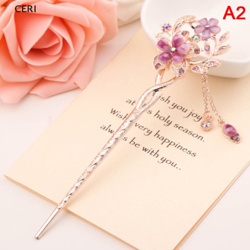 Trâm Cài Tóc Hình Hoa Đính Đá Nhiều Màu Sắc Phong Cách Trung Hoa Cổ Điển Cho Nữ