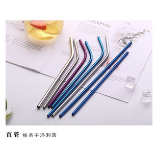 Combo 2 Ống Hút Inox (Cong + Thẳng) + 1 Cọ Rửa