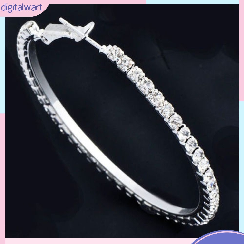 Khuyên tai hợp kim tròn đính đá thời trang cho nữ