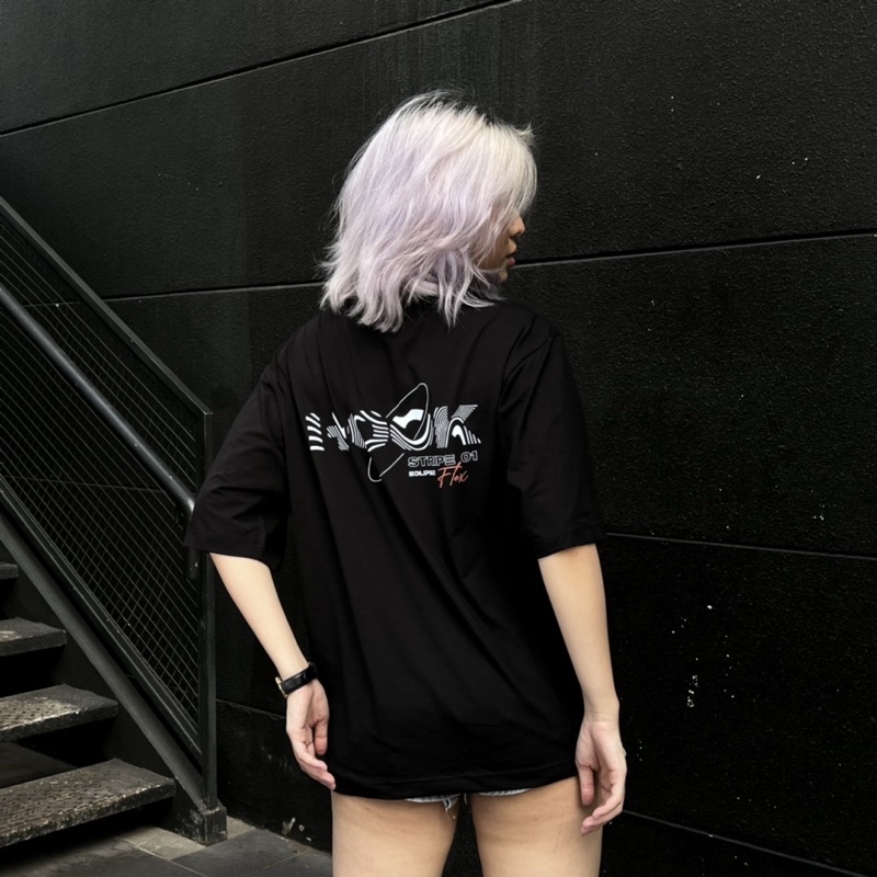 Áo thun unisex form rộng tay lỡ HOOK STRIPE FLEX