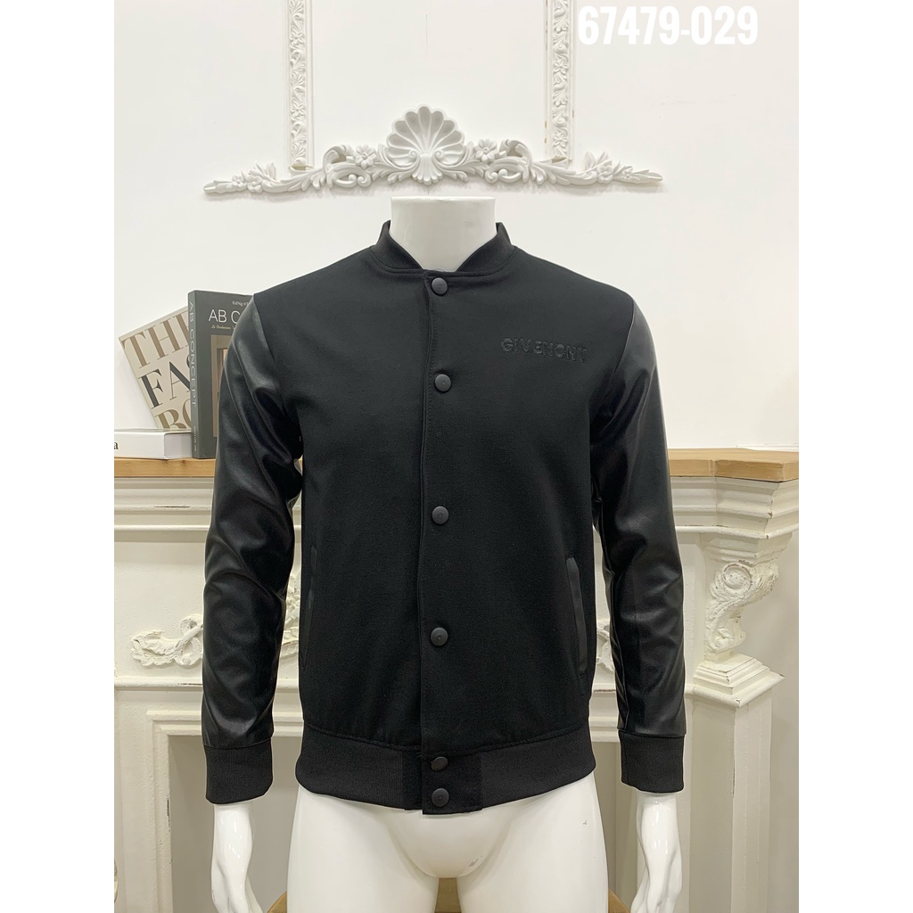 Áo bomber nam GVC thêu chữ pha tay da, áo khoác nam thu đông dạo phố, unisex mẫu mới mùa đông 2021 từ 40kg - 80kg TL
