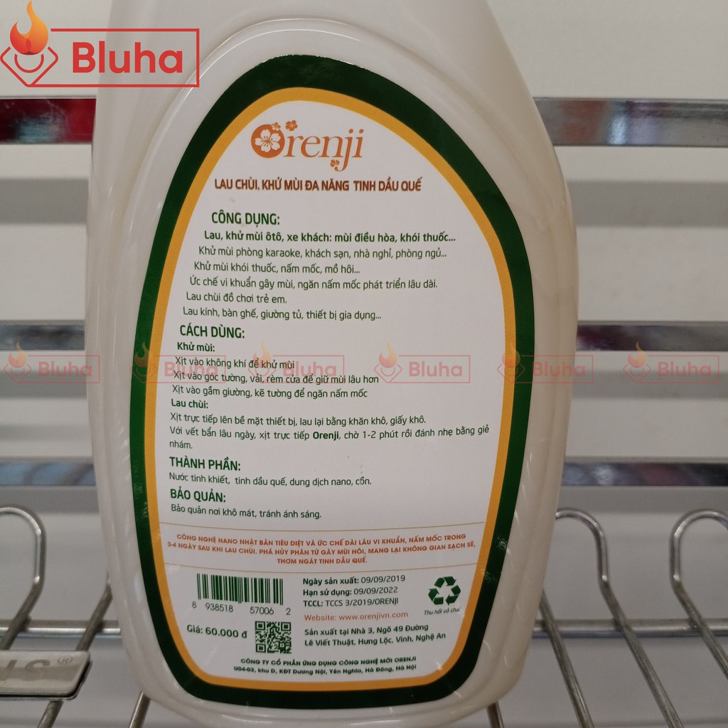 Nước lau bếp, xịt bếp, lau đa năng Orenji hương quế 600ml Công nghệ NANO bạc từ Nhật Bản an toàn không hóa chất