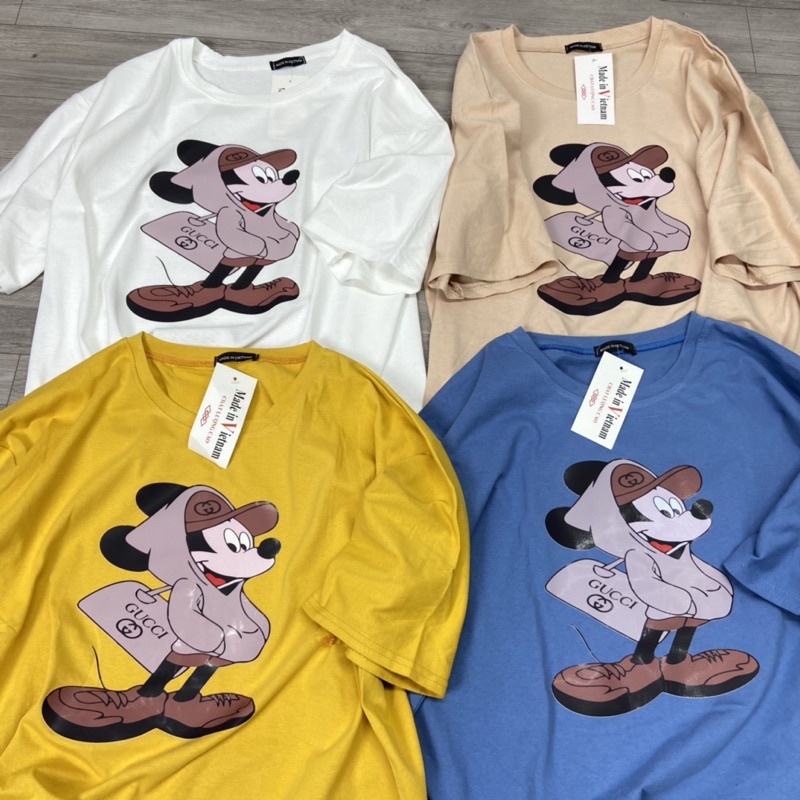Áo phông mickey phom thụng tay lỡ Áo thun ngắn tay mùa hè dáng rộng form to