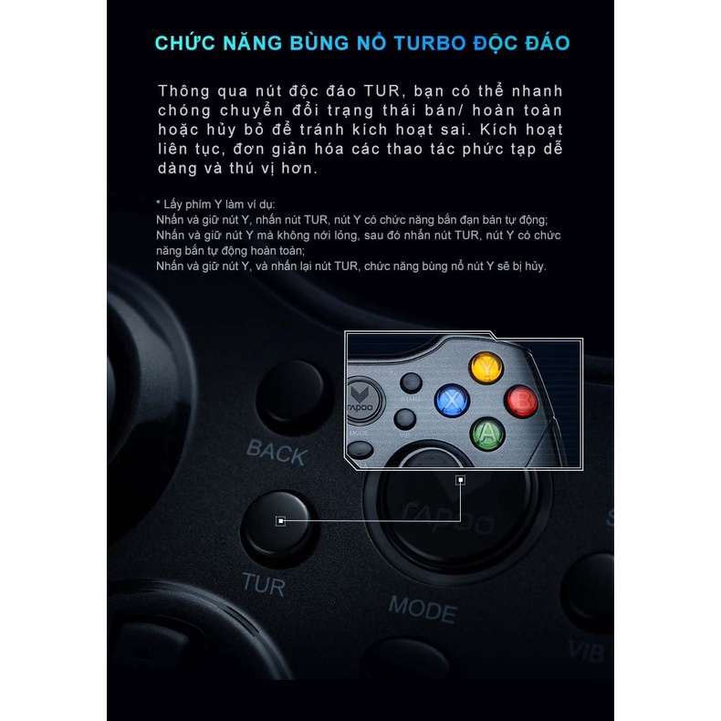 Tay cầm chơi game có dây Rapoo V600 - Cổng USB - HÀNG CHÍNH HÃNG 100% - BẢO HÀNH 24 THÁNG ĐỔI MỚI