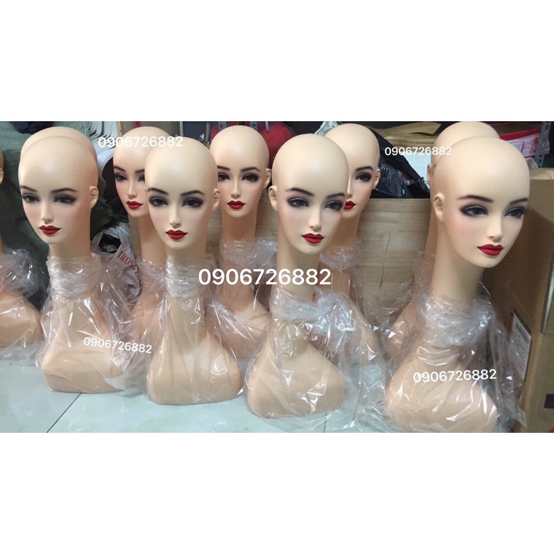 Đầu manocanh đội tóc, đeo kính(cao 60cm)