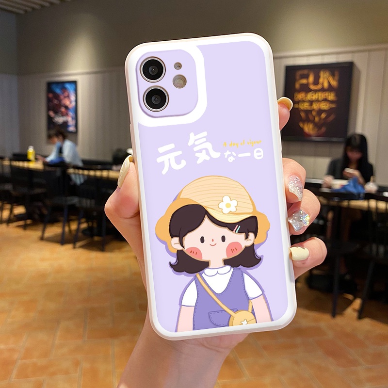 Ốp iphone - Ốp lưng iphone cạnh vuông viền camera Cô bé nhật bản dành cho ip 6 đến 14promax - ng015
