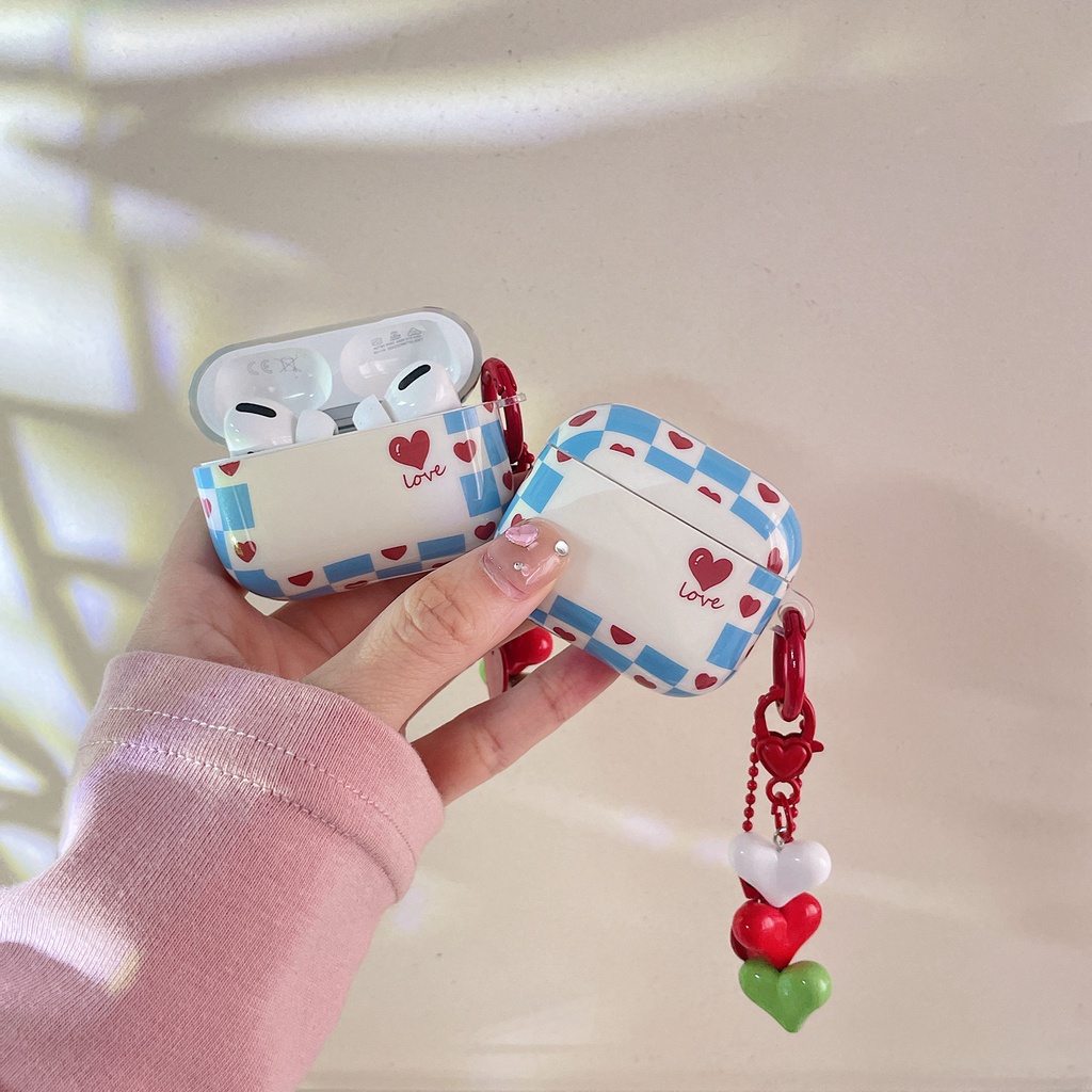 Vỏ Bảo Vệ Hộp Sạc Tai Nghe Bluetooth airpods 1 2 3 pro Bằng tpu Mềm Gắn Móc Khóa Hình Trái Tim Đỏ Dễ Thương Mới
