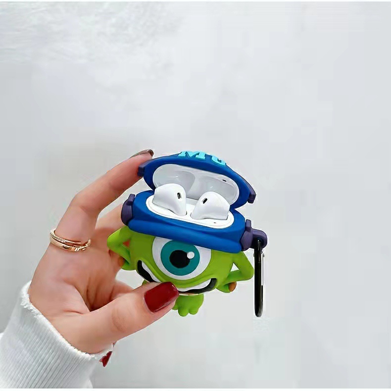 Vỏ Bảo Vệ Hộp Sạc Tai Nghe bluetooth Không Dây Airpods 3/1/2 pro Bằng Silicon Họa Tiết Hoạt Hình Mắt To 3D Dễ Thương