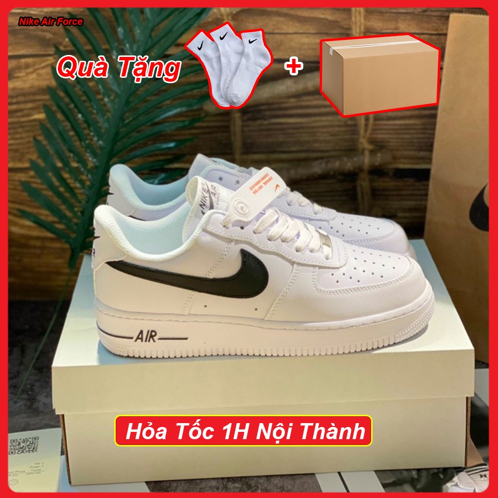 Giày_Nike Air Force 1 White Black, Giày AF1 Vệt Đen Bản Sịn Đế Air Đủ Size 36-44