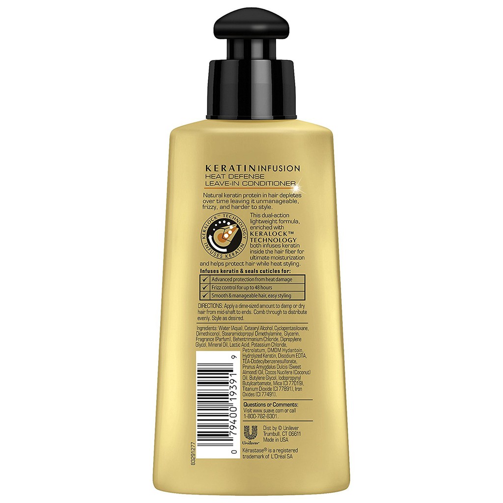 Kem dưỡng tóc & bảo vệ tóc khỏi nhiệt Suave Professionals Leave-in Conditioner Keratin Infusion Heat Defense 150ml (Mỹ)