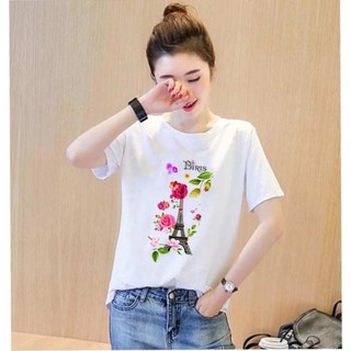 Áo thun nữ form rộng in hình dễ thương paris hoa atnk1031
