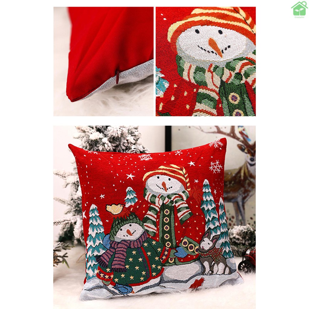 Vỏ Gối In Hình Ông Già Noel Giáng Sinh 2020 45x45cm Trang Trí Nhà Cửa