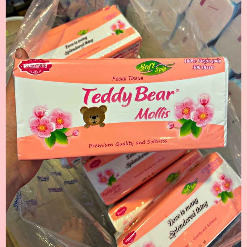 Gói giấy ăn rút TEDDY BEAR Mollis Trắng Mềm Mịn 3 Lớp