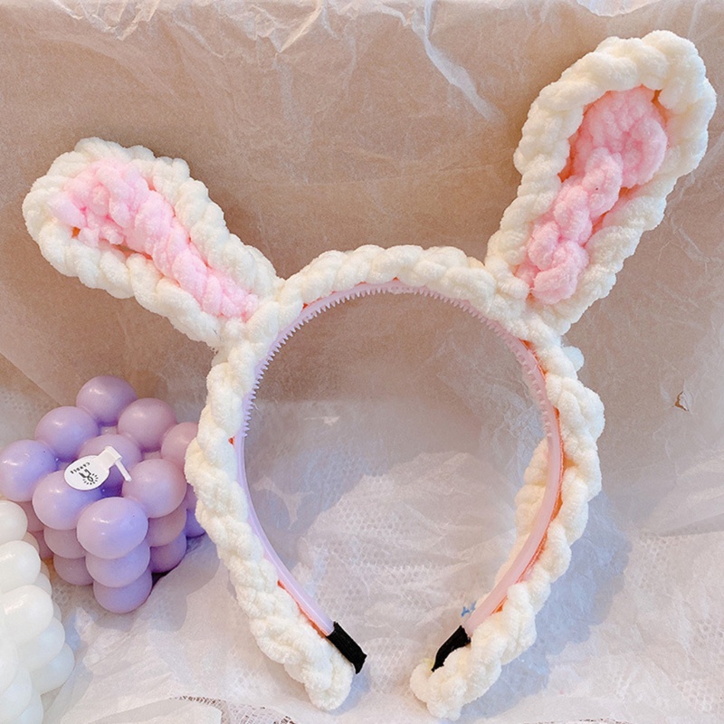 Băng Đô Tai Thỏ Đan Len Họa Tiết Hoạt Hình Dễ Thương