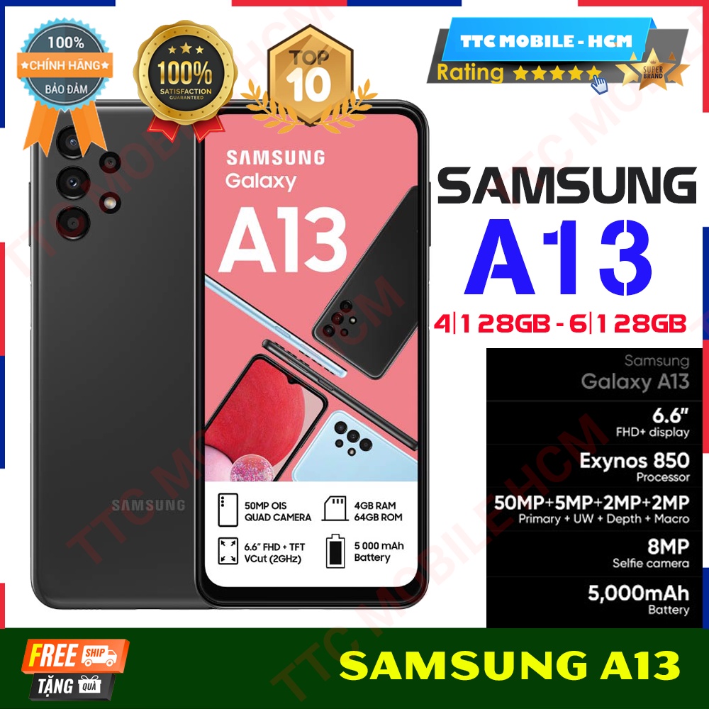 Điện Thoại Samsung A13 6GB/128GB|4GB/128GB-Chính hãng-Nguyên Seal