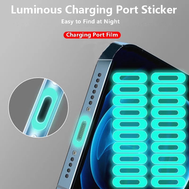 Miếng Dán Cổng Sạc USB Type-C Vô Hình Chống Trầy Xước Màu Dạ Quang Cho IOS