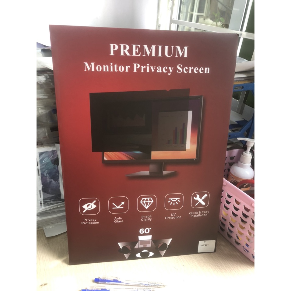 Tấm dán màn hình máy tính chống nhìn trộm, tháo ra dán lại dễ dàng. Có thể ghé shop hỗ trợ dán free