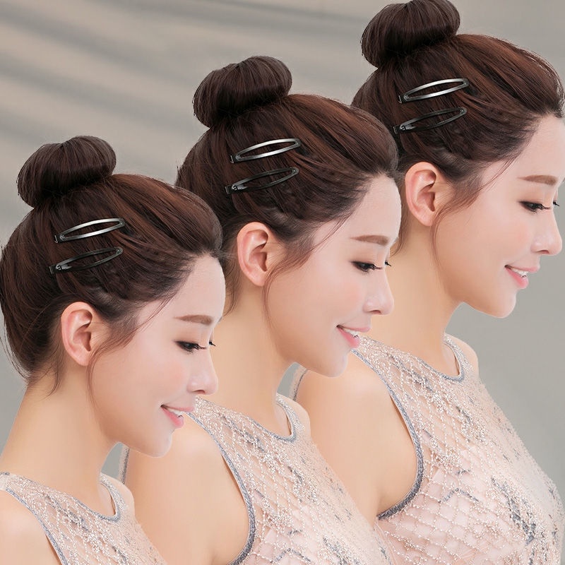 Set 6 / 12 Kẹp Tóc Kim Loại Màu Đen Phong Cách Hàn Quốc Cho Nữ