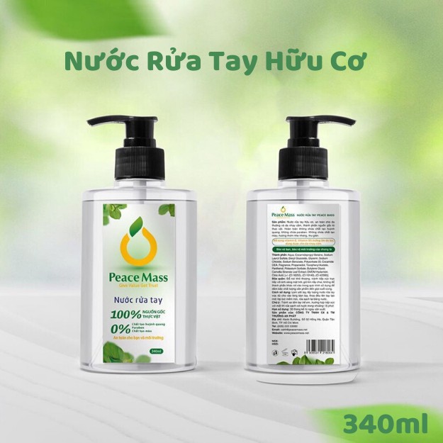 Nước Rửa Tay Hữu Cơ Peace Mass - An toàn cho da nhạy cảm có tác dụng diệt khuẩn - 340ml | BigBuy360 - bigbuy360.vn