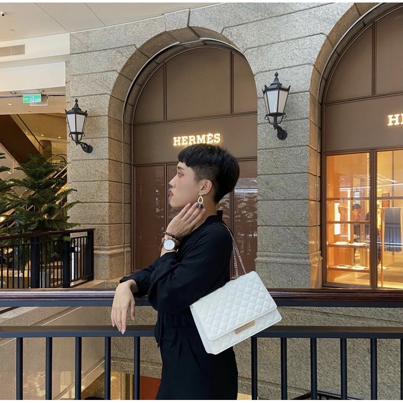 Túi cnk ô trám màu trắng