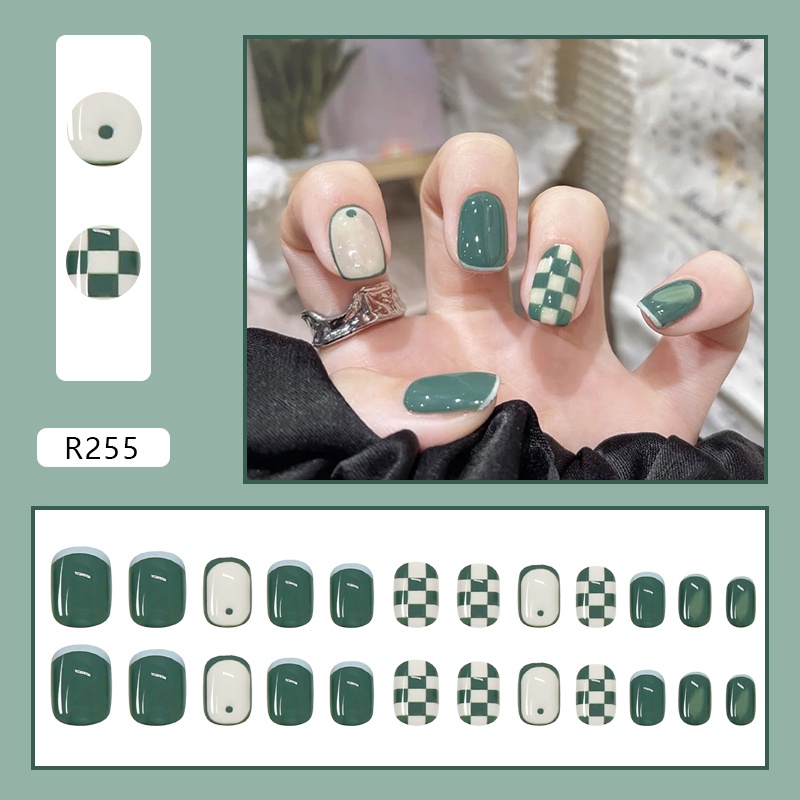 Set 24 móng tay giả dáng dài có keo dán trang trí nghệ thuật dự tiệc