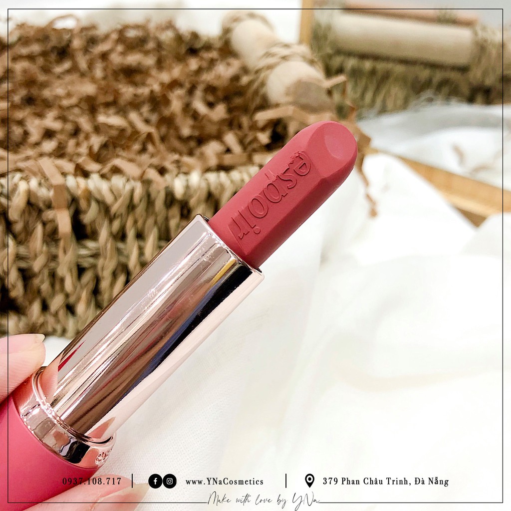 Son thỏi ESPOIR Lipstick No Wear Chiffon Matte Fuzzy: SON MÀU HỒNG ĐẤT