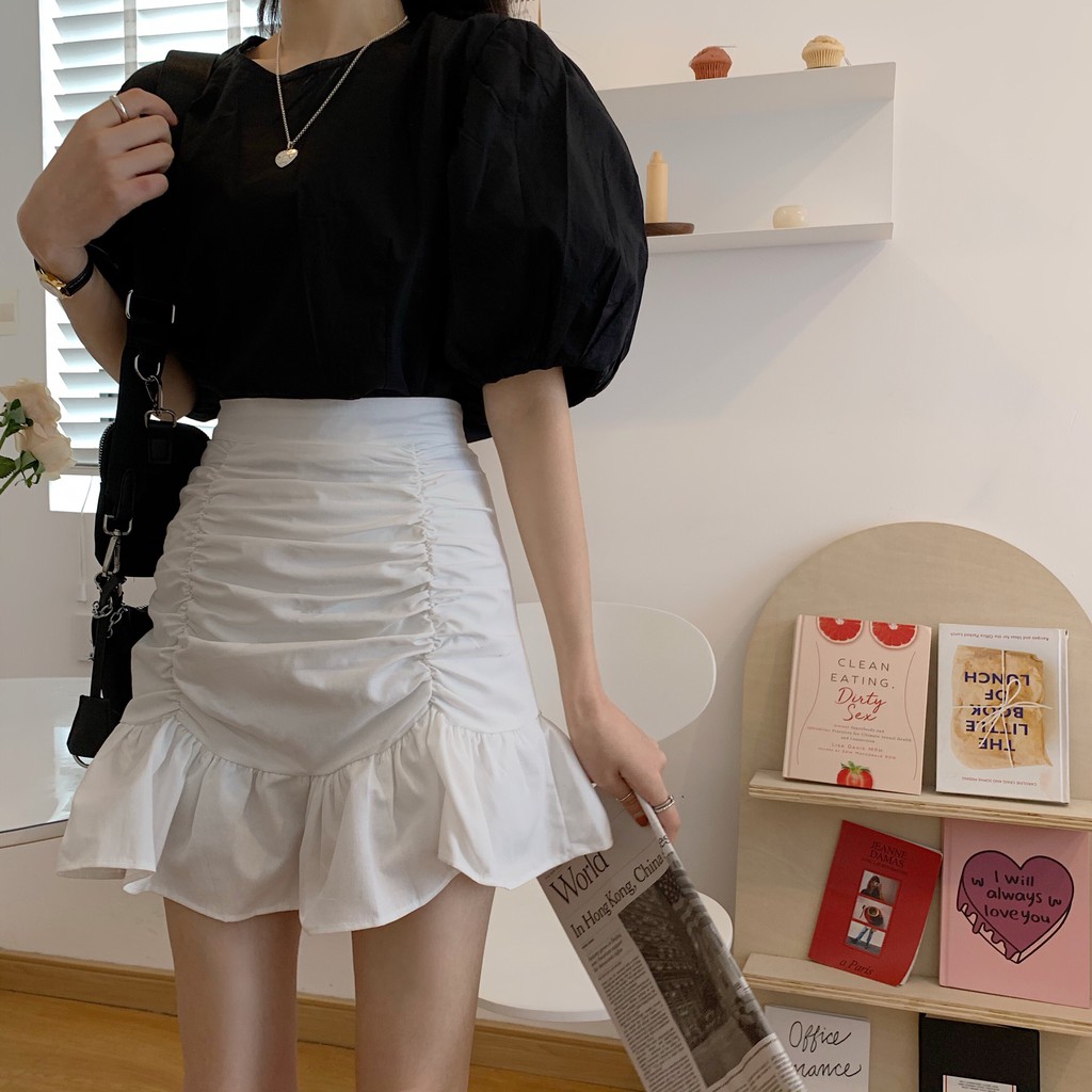 Korean style high-waisted thin a-line skirt all-match fishtail skirt | BigBuy360 - bigbuy360.vn