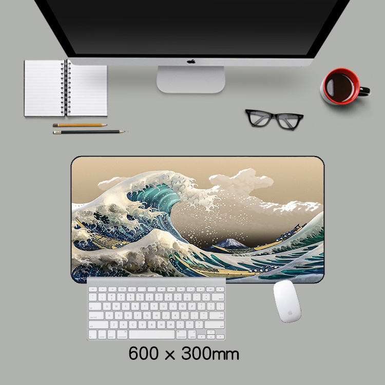Tấm lót chuột chơi game hình sóng biển phong cách Nhật Bản nhiều kích thước