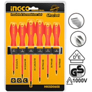 Tua vít cách điện INGCO HKISD0608