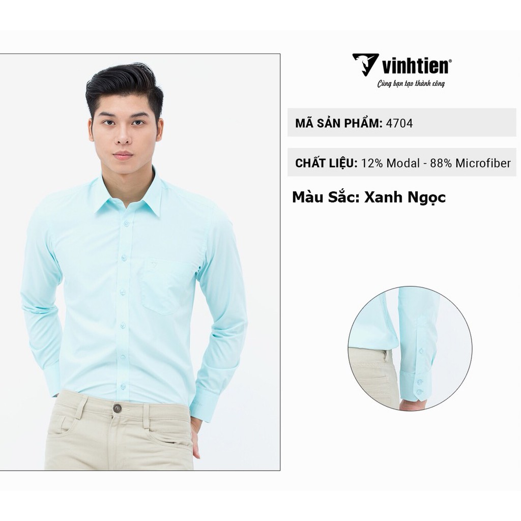 Áo Sơ Mi Nam Dài Tay Dáng Slimfit Vĩnh Tiến Trơn Màu | BigBuy360 - bigbuy360.vn