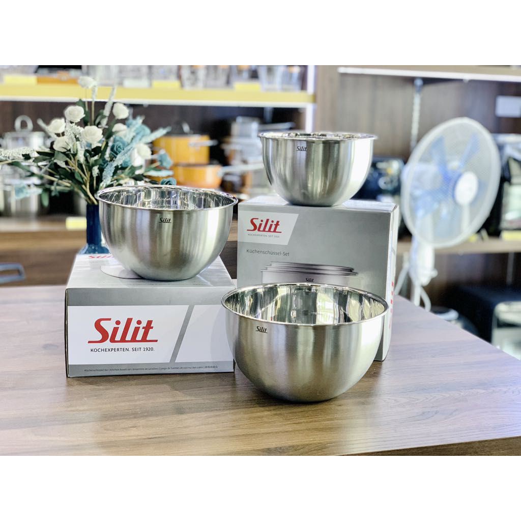 Set 3 âu trộn SILIT, chất liệu thép không gỉ 18/10 [HÀNG NHẬP ĐỨC]