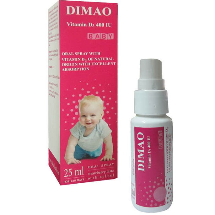 Dimao - Vitamin D3 dạng xịt 400IU- dạng xịt định liều, nhập khẩu từ Châu Âu - HÀNG CHÍNH HÃNG