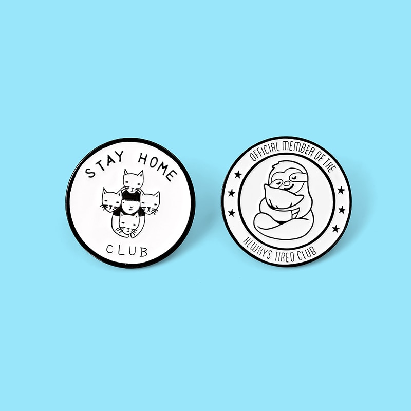 Ghim cài áo QIHE JEWELRY tráng men hình tròn nhiều thiết kế tùy chọn dùng làm quà tặng trang trí cho túi xách