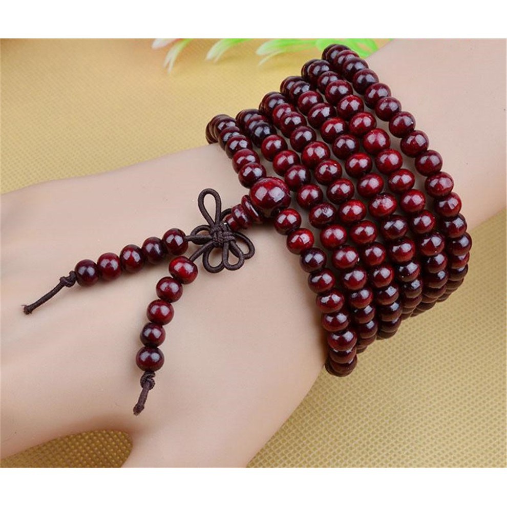 Vòng tay phong thủy 108 hạt đường kính 6mm (màu nâu)