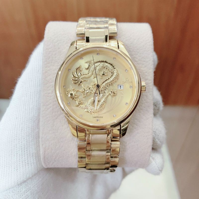 Đồng hồ nam Omega pm102 mặt rồng vàng, máy nhật , kính sapphire chống xước , chống nước