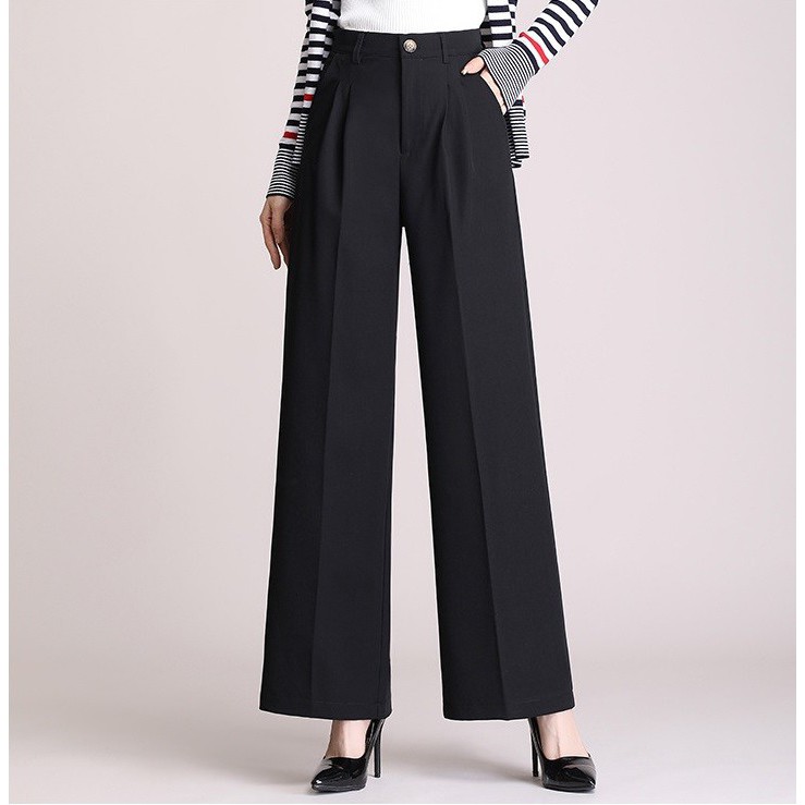 Quần ống rộng nữ công sở vải dày đẹp QT24