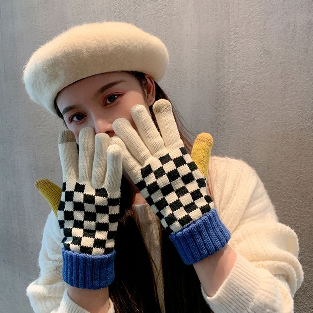 Găng tay dệt kim dày dặn giữ ấm nhiều màu phong cách Hàn Quốc cho nữ