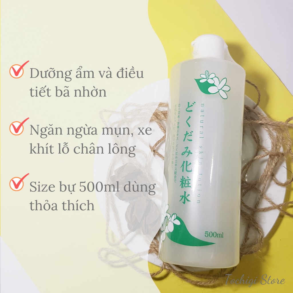 Nước hoa hồng lotion toner diếp cá Dokudami ngăn ngừa mụn 500ml