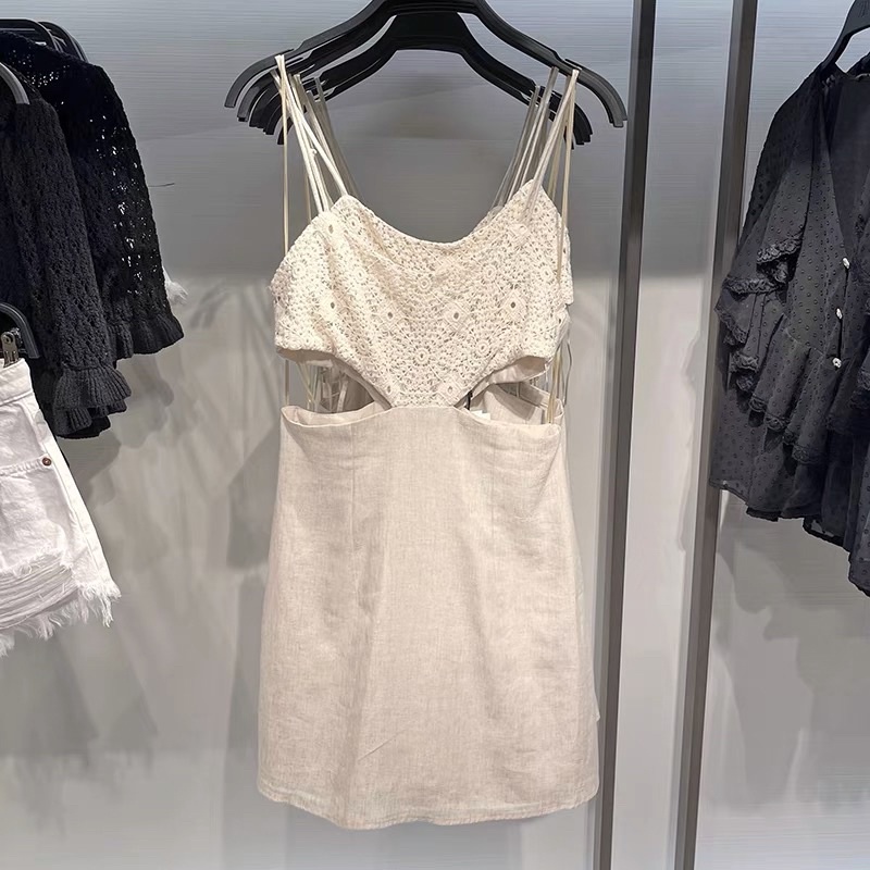 Order đầm xuất dư ZARA của nữ Đầm cut out phối len móc