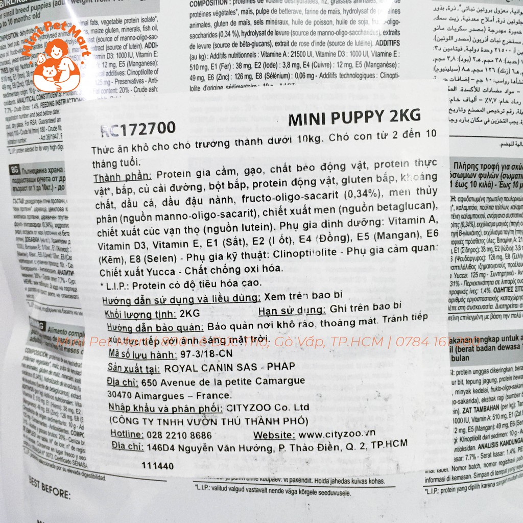 [2kg] Thức ăn hạt cho chó con giống nhỏ ROYAL CANIN MINI