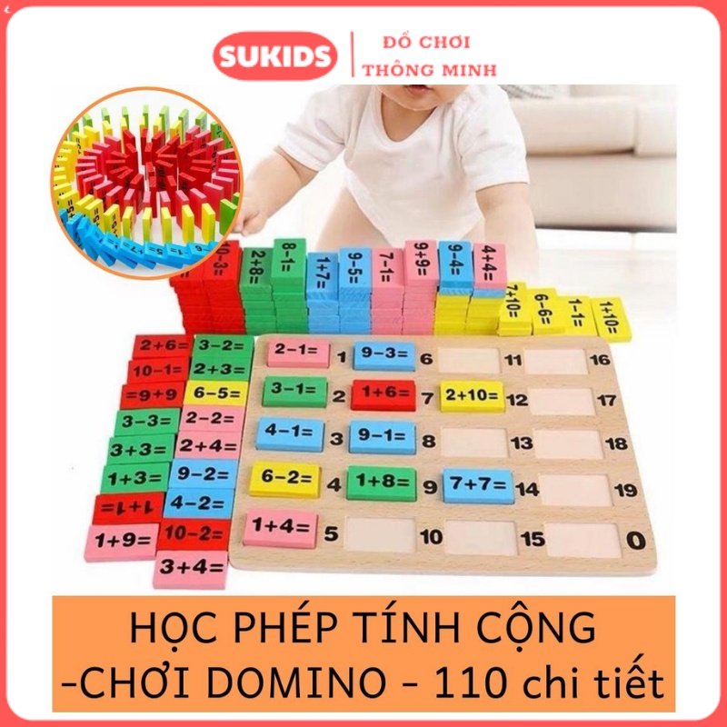 Đồ Chơi Domino Toán Học – Đồ Chơi Thông Minh Xếp Hình Ghép Số Làm Phép Tính Đa Sắc Màu Bằng Gỗ Cho Bé