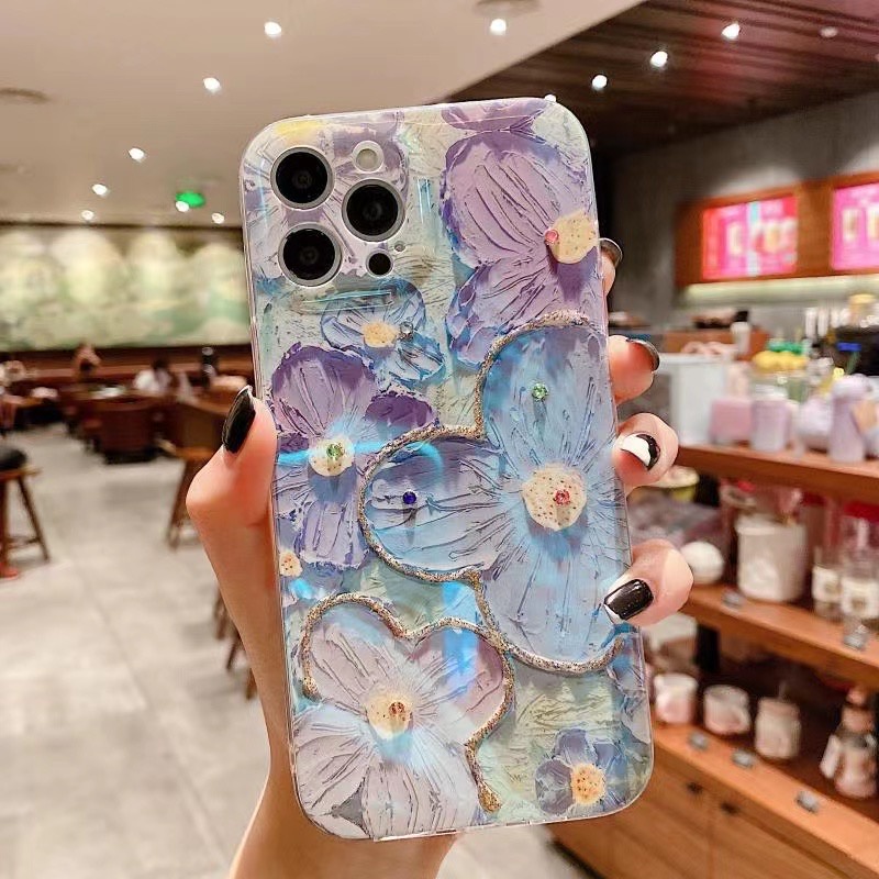 Ốp Điện Thoại Mềm Hình Hoa Màu Nước Lấp Lánh Cho Iphone 13 pro max 12 pro max 11 pro max xs max xr x 7plus