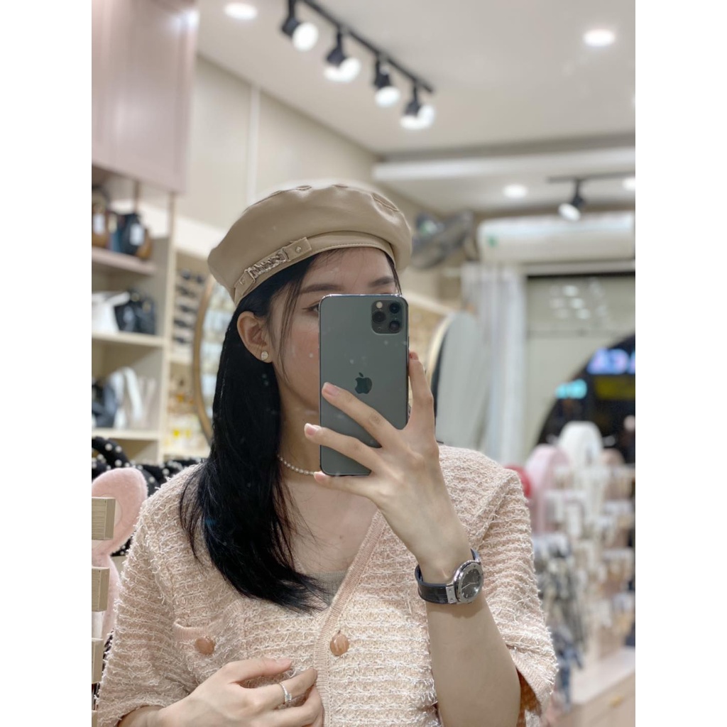 Mũ beret da dây xích cá tính leuleu.accessorize