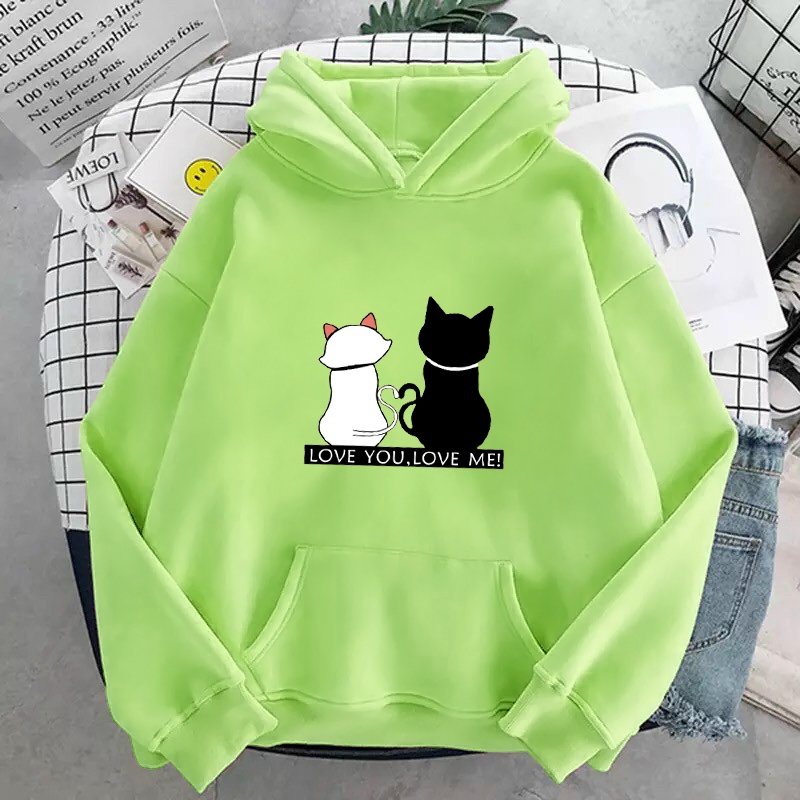 ÁO HOODIE NAM NỮ IN MÈO LOVE YOU LOVE ME (NHIỀU MÀU)