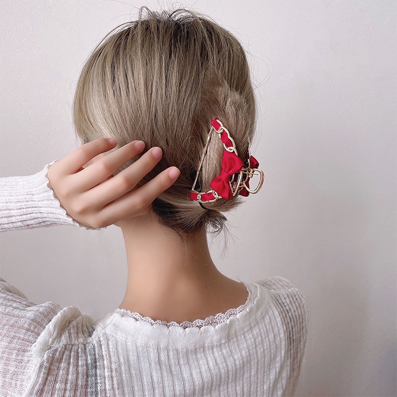 Kẹp Tóc Đính Nơ Sau Lưng Thanh Lịch Phong Cách Hàn Quốc